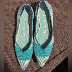 Rothy's The Point Calypso green and white striped flats